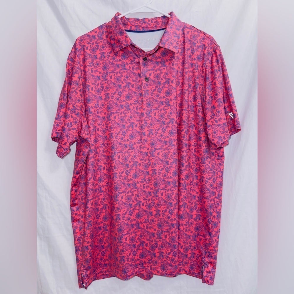 Maelreg Paisley Print Short Sleeve Performance Fit Polo Shirt size large